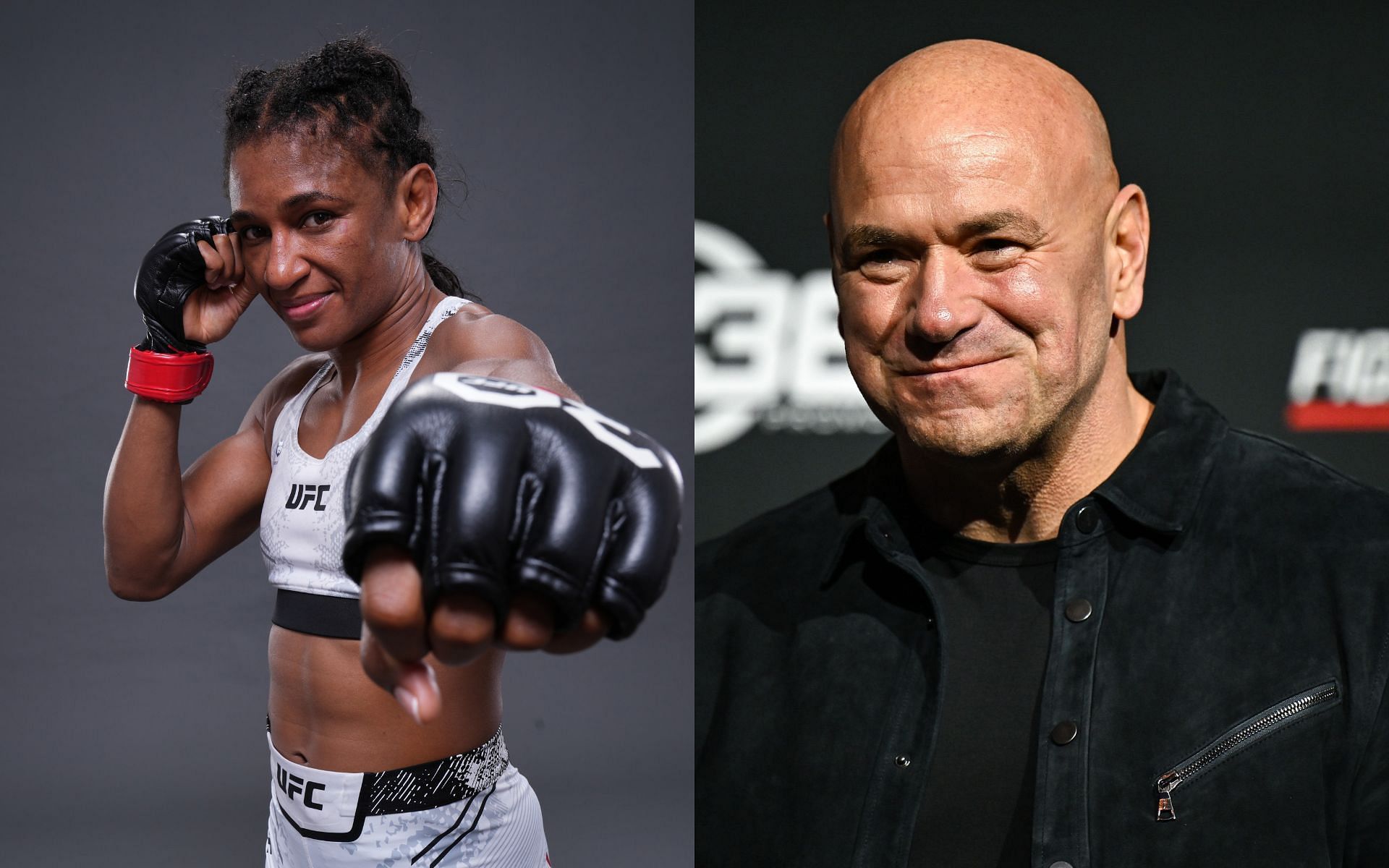 Angela Hill (left) seemingly approves of Dana White