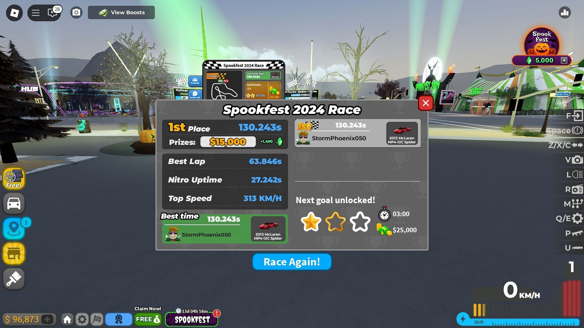 You must participate in the Spookfest races to win crystals (Image via Roblox)