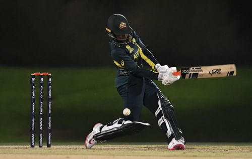 Alana King wielding the willow in the warm-up match against the West Indies.