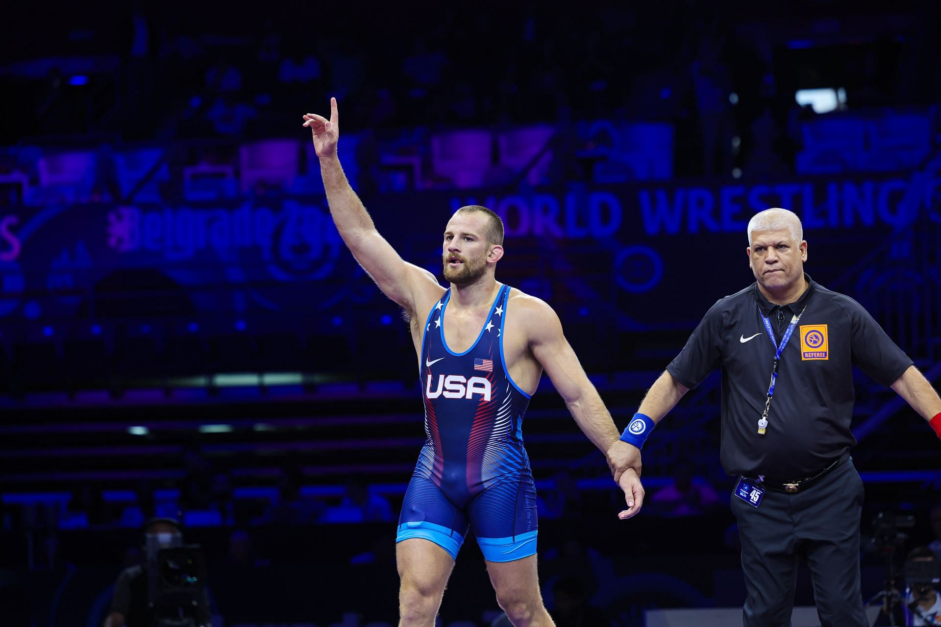 In Picture: Taylor after his semifinal match at the 2023 Wrestling World Championships Belgrade (Image via Getty)