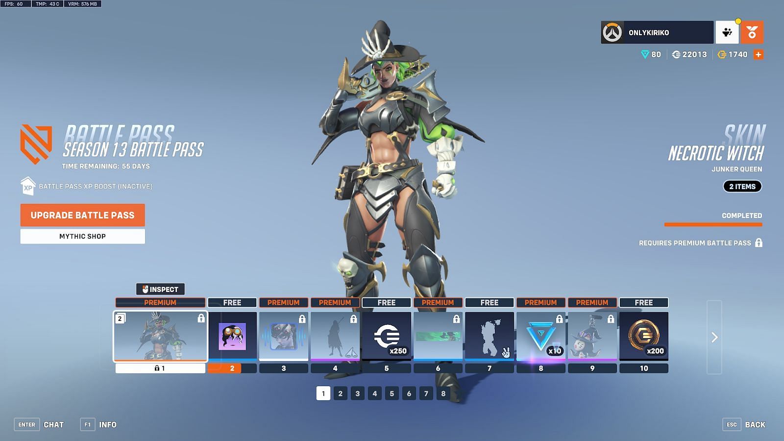 Overwatch 2 Season 13 Battle Pass Tier 1-10 (Image via Blizzard)