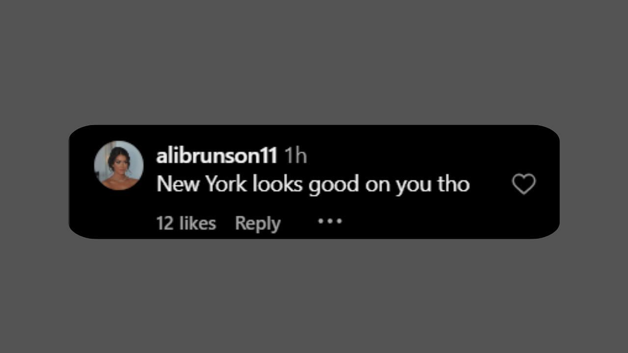 Ali Brunson comments on Jordyn Woods&#039; IG post. (Credits: @jordynwoods/Instagram)