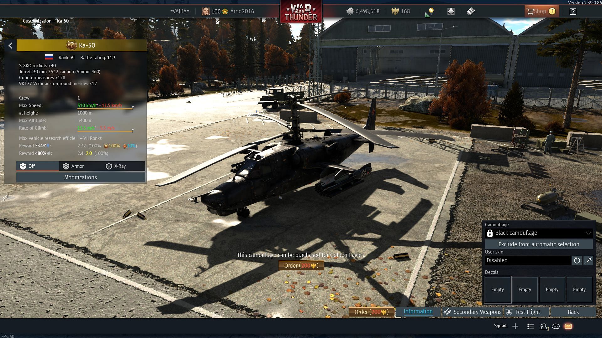 The Ka-50 is the best premium helicopter in the game (Image via Gaijin Entertainment)