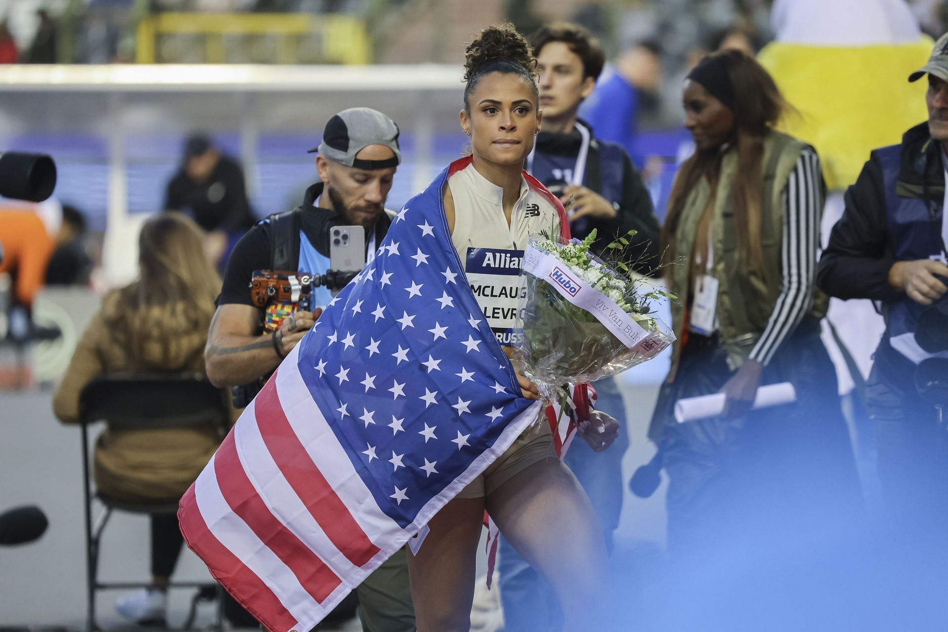 McLaughlin-Levrone after winning the 200m invitational race at the Diamond League finals (Image: Getty)