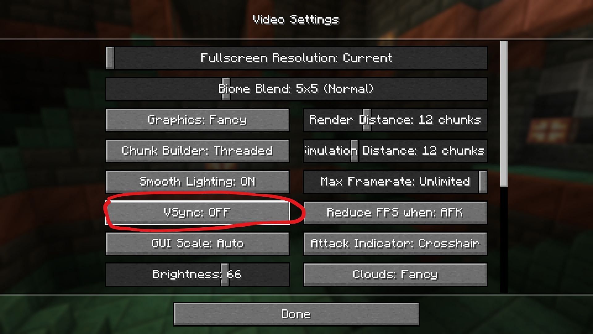 Turn off V-sync to get your FPS soaring (Image via Mojang Studios)