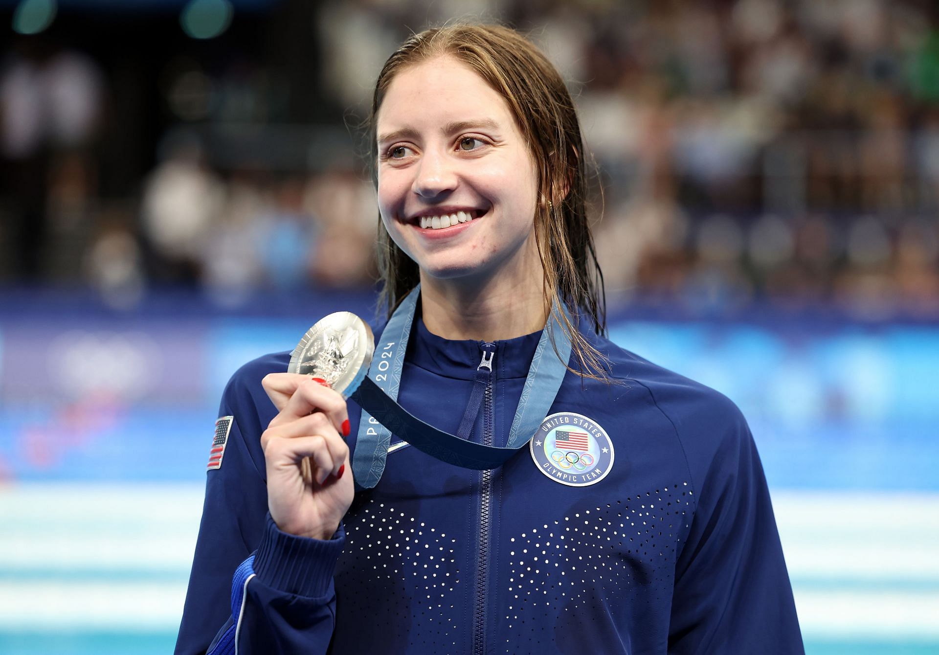 Kate Douglass clinched the 50m Butterfly event at the Swimming World Cup (Image via: Getty)