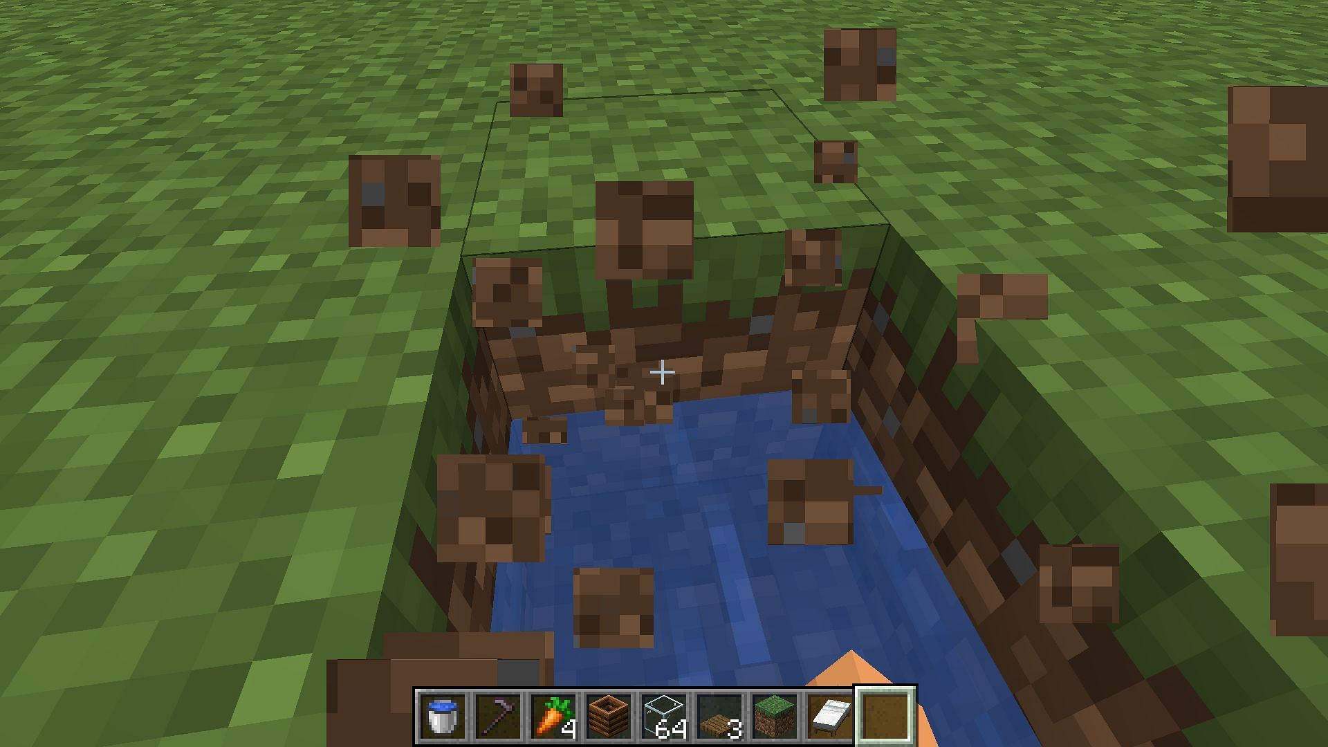 Break the blocks till the stream of water stops (Image via Mojang Studios)