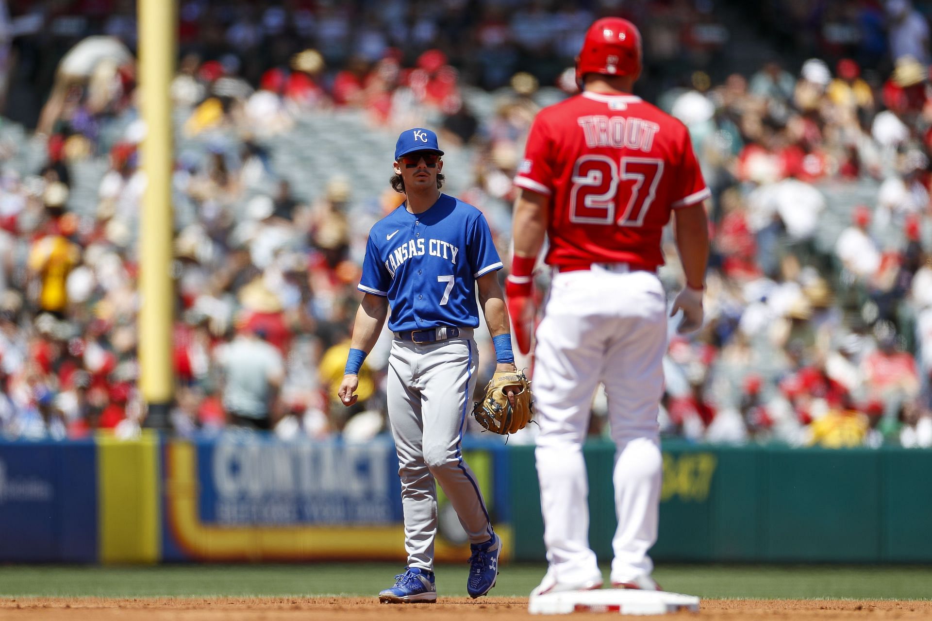 Royals - Bobby Witt Jr. vs. Angels - Mike Trout (Photo via Getty)