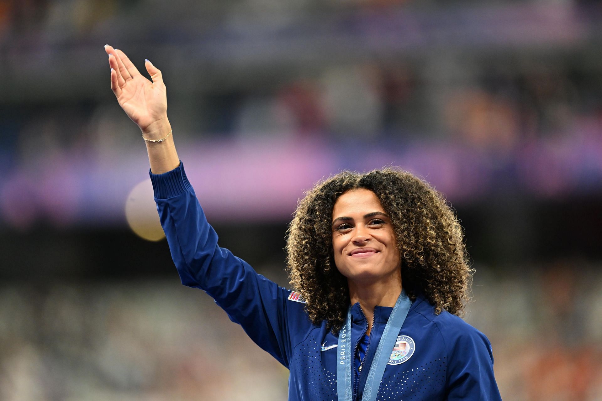 Sydney McLaughlin-Levrone after winning a gold medal in the 400m hurdles event (Image via Getty Images)