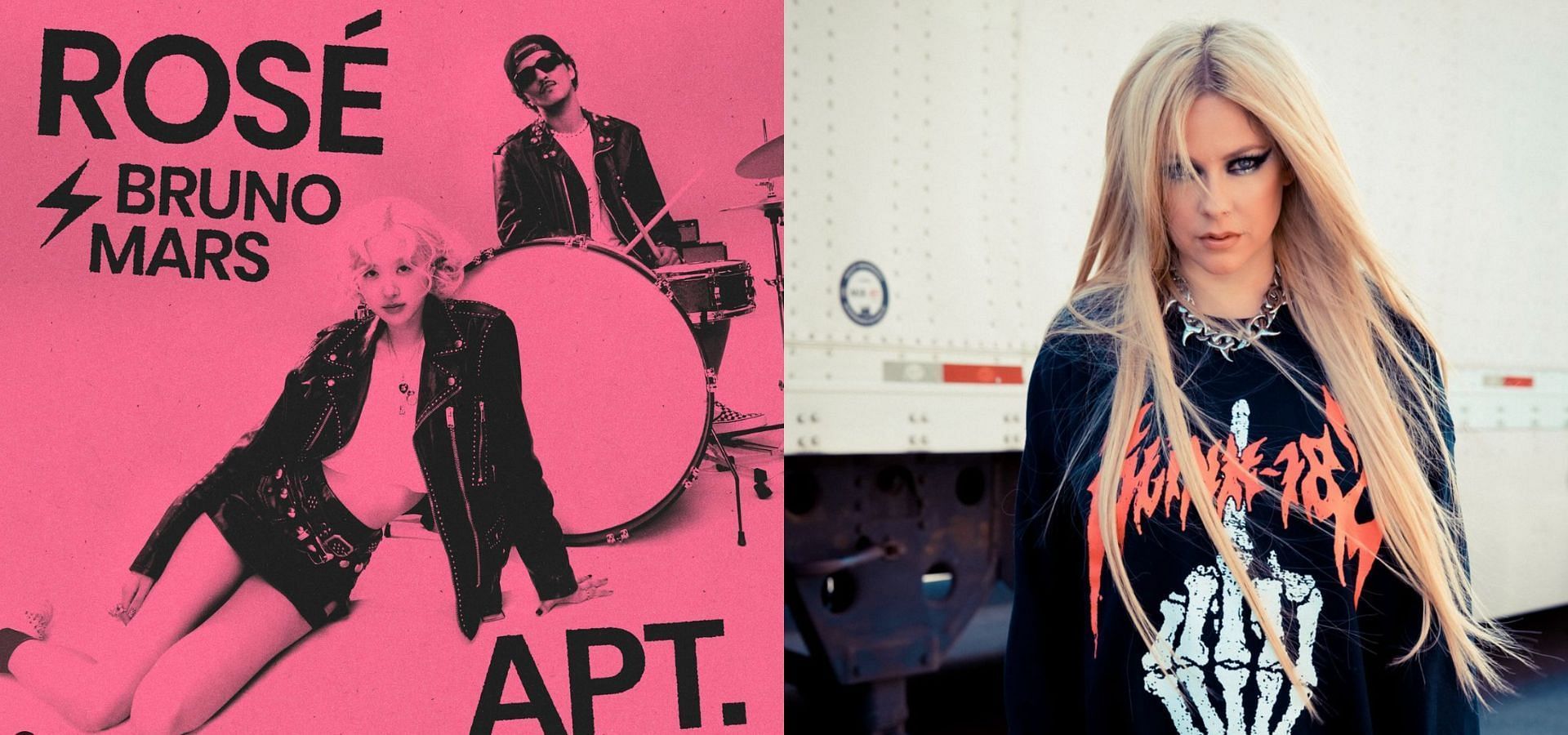 BLACKPINK&rsquo;s Ros&eacute; compared with Avril Lavigne for her &lsquo;APT. (with Bruno Mars)&rsquo; MV. (Images via Instagram/@roses_are_rosie and @avrillavigne)