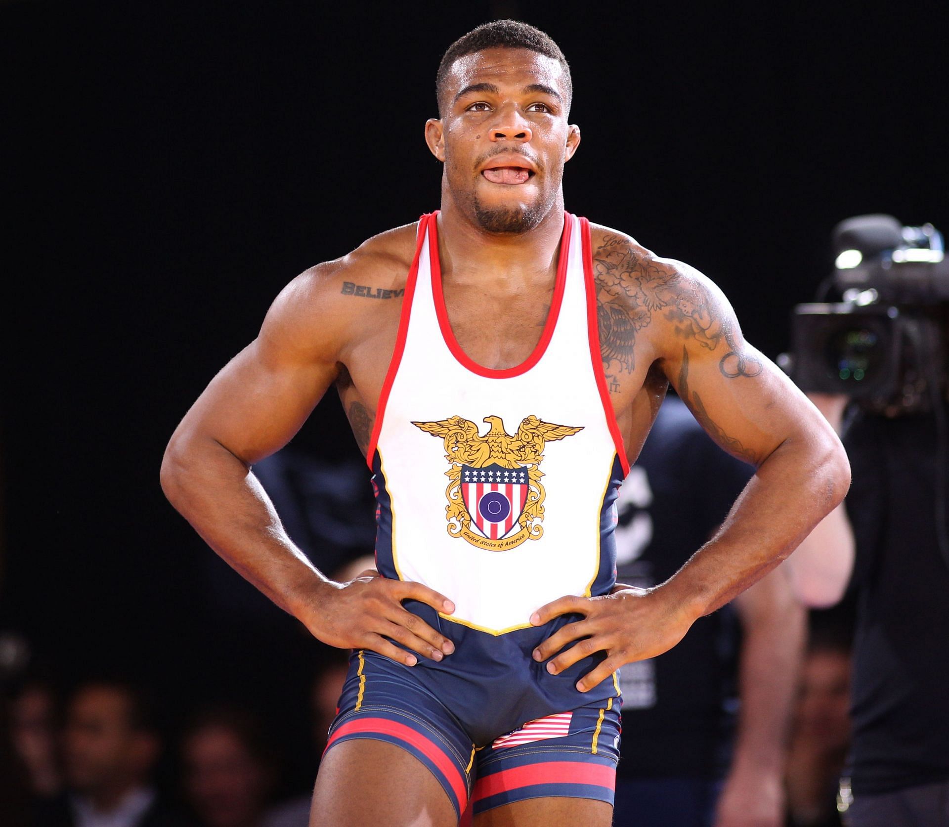 Jordan Burroughs looking on at the &#039;Beat the Street&#039; Gala Wrestling tournament. Grand Central Station New York - (Source: Getty)