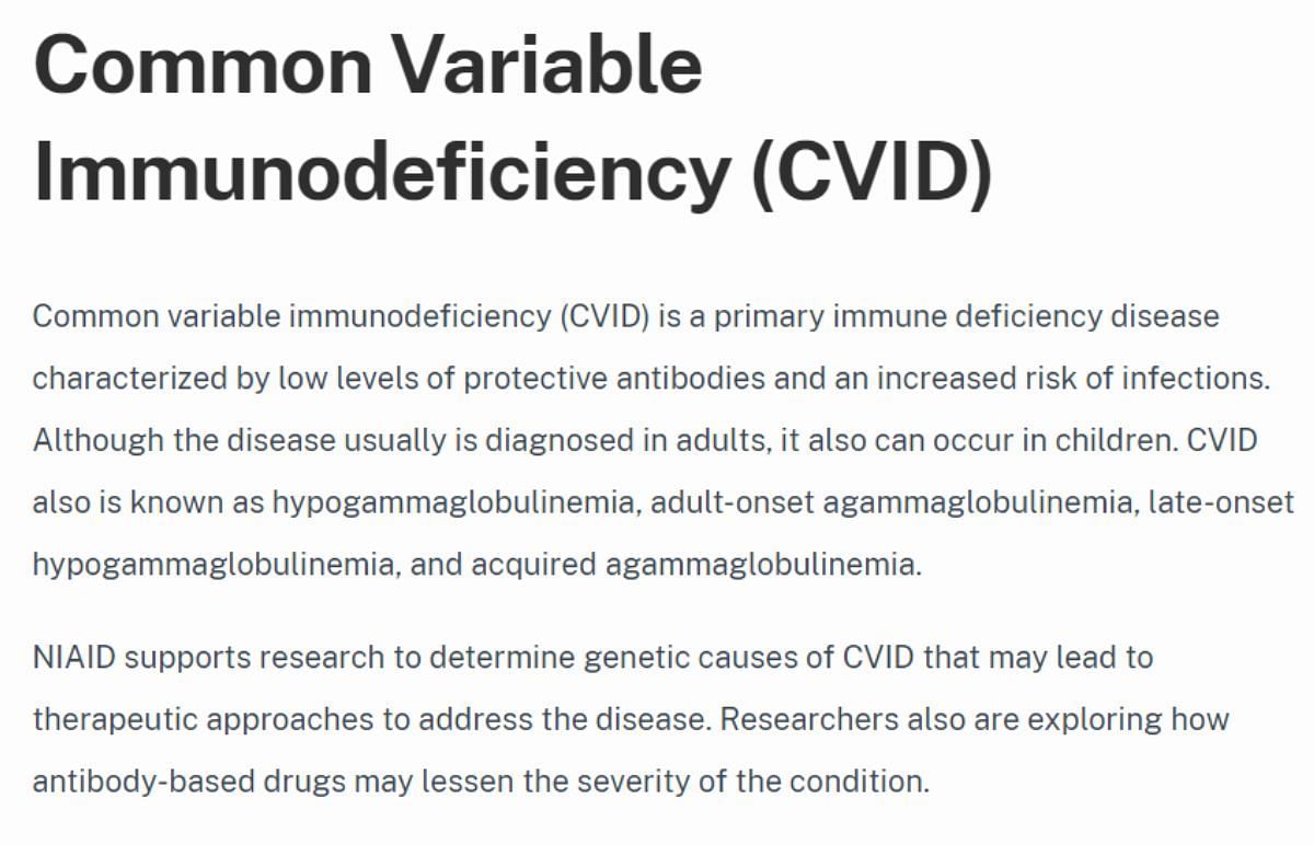 Definition of Common Variable Immunodeficiency (Image via NIAID)