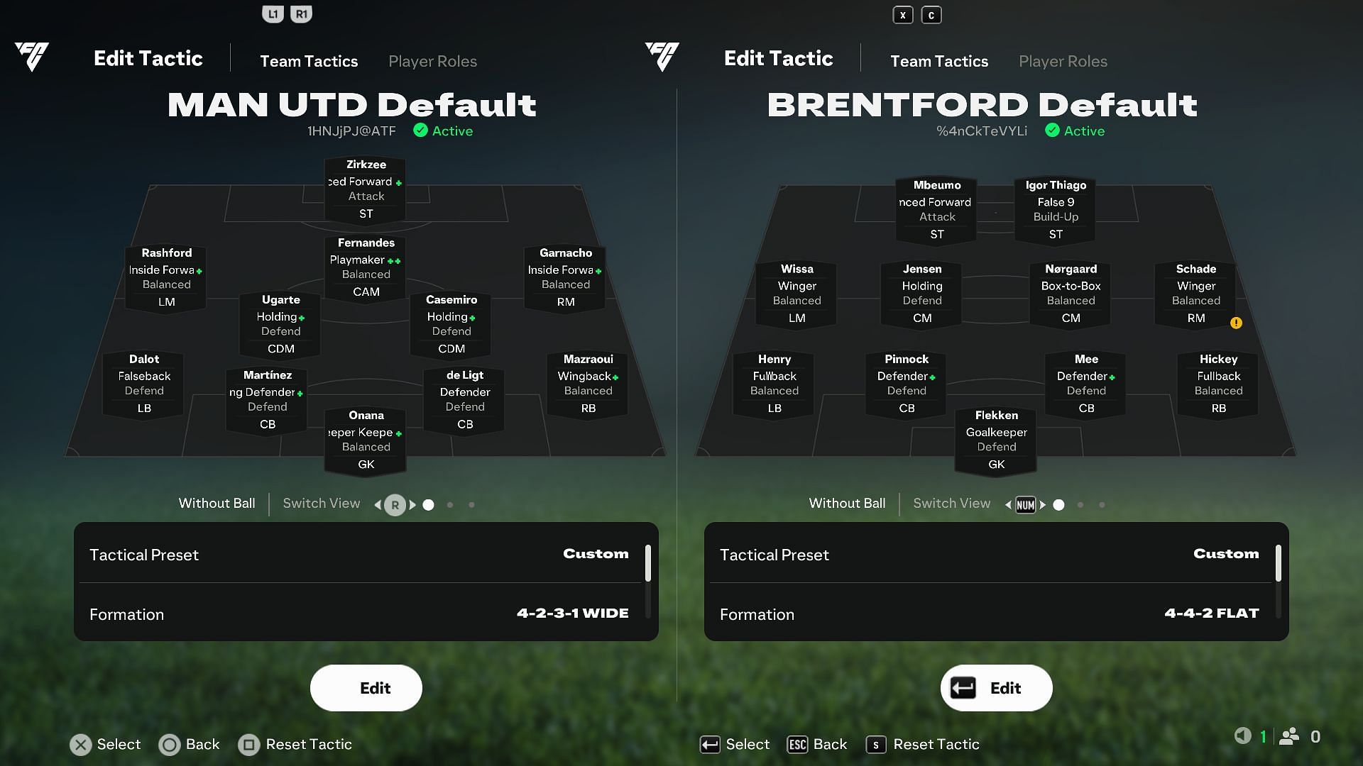 Man Utd and Brentford comparison (Image via EA Sports)