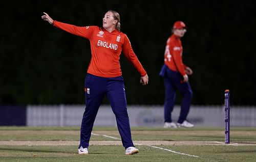 Sophie Ecclestone in action against Australia in the warm-up match a week ago.