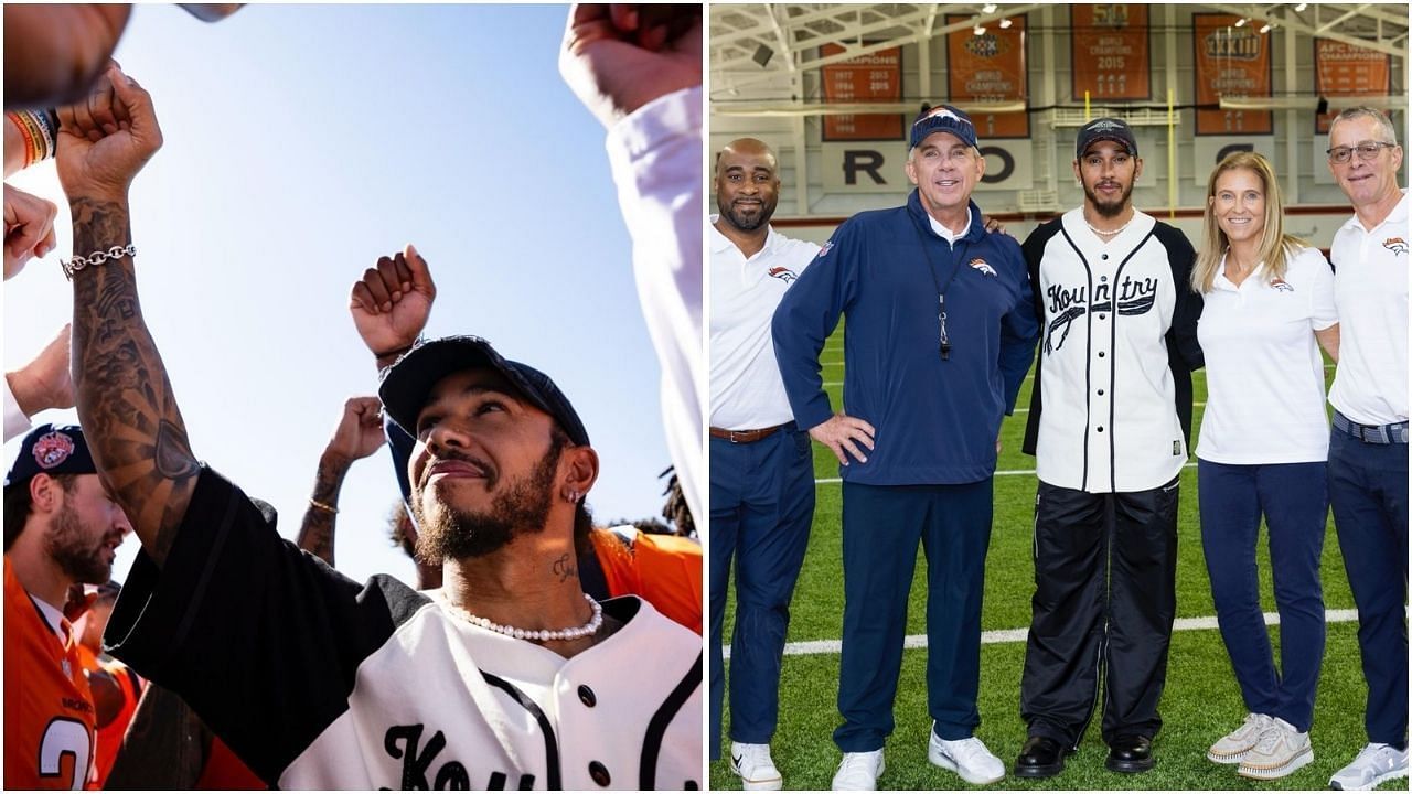 Lewis Hamilton visits his NFL team the Denver Broncos (@Broncos on X)