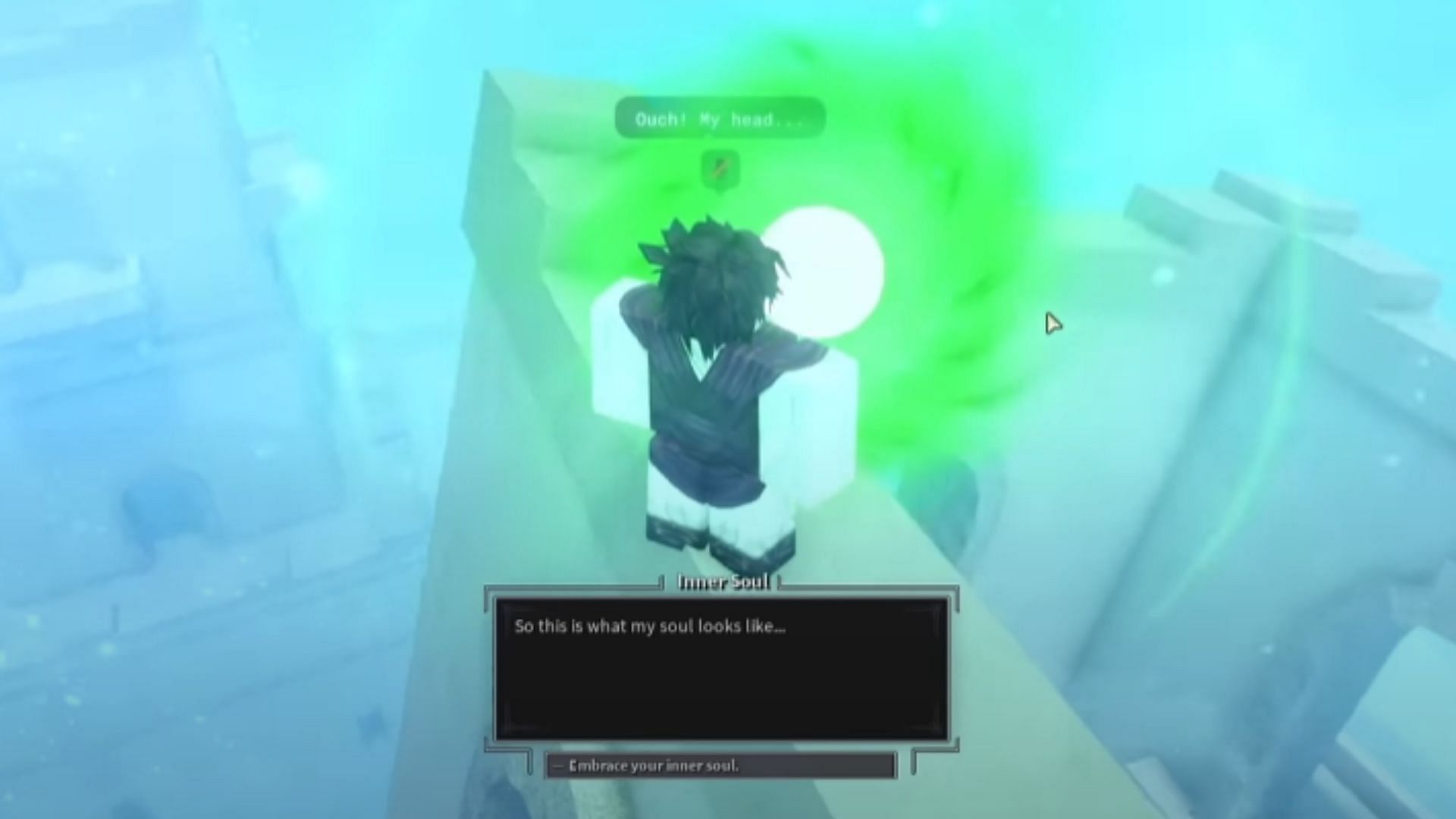 Interact with a green orb to start the obby course (Image via Roblox | Trello @ Sallick)