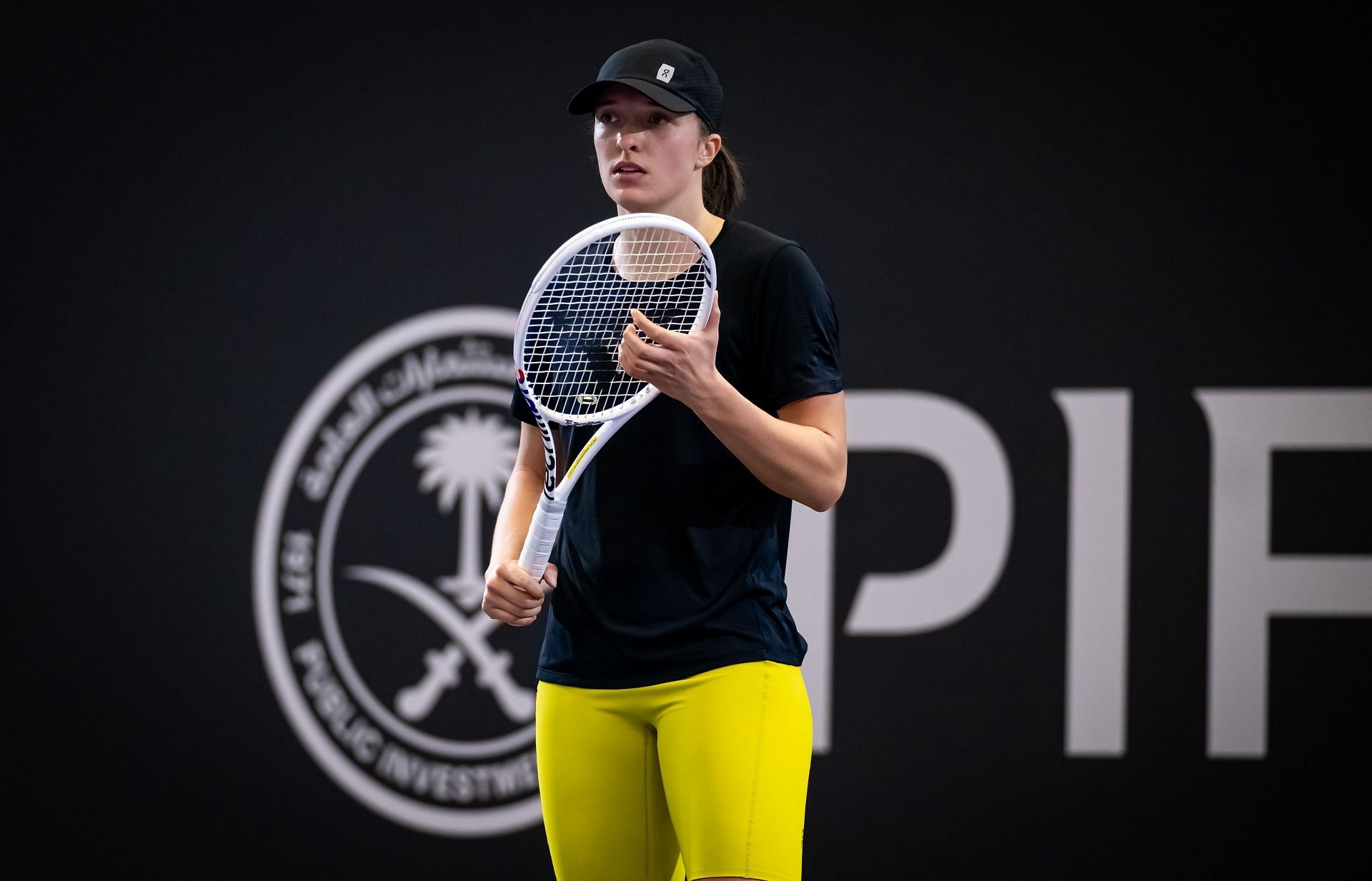 Iga Swiatek practices in Riyadh ahead of the WTA Finals 2024 (Image: Getty)