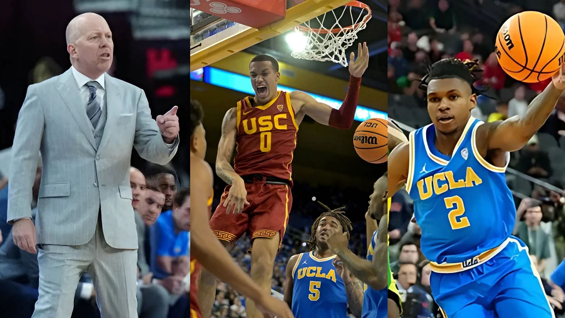 From left to right: UCLA coach Mick Cronin (left), transfer Kobe Johnson (middle), Dylan Andrews (right). (Image Source: IMAGN)