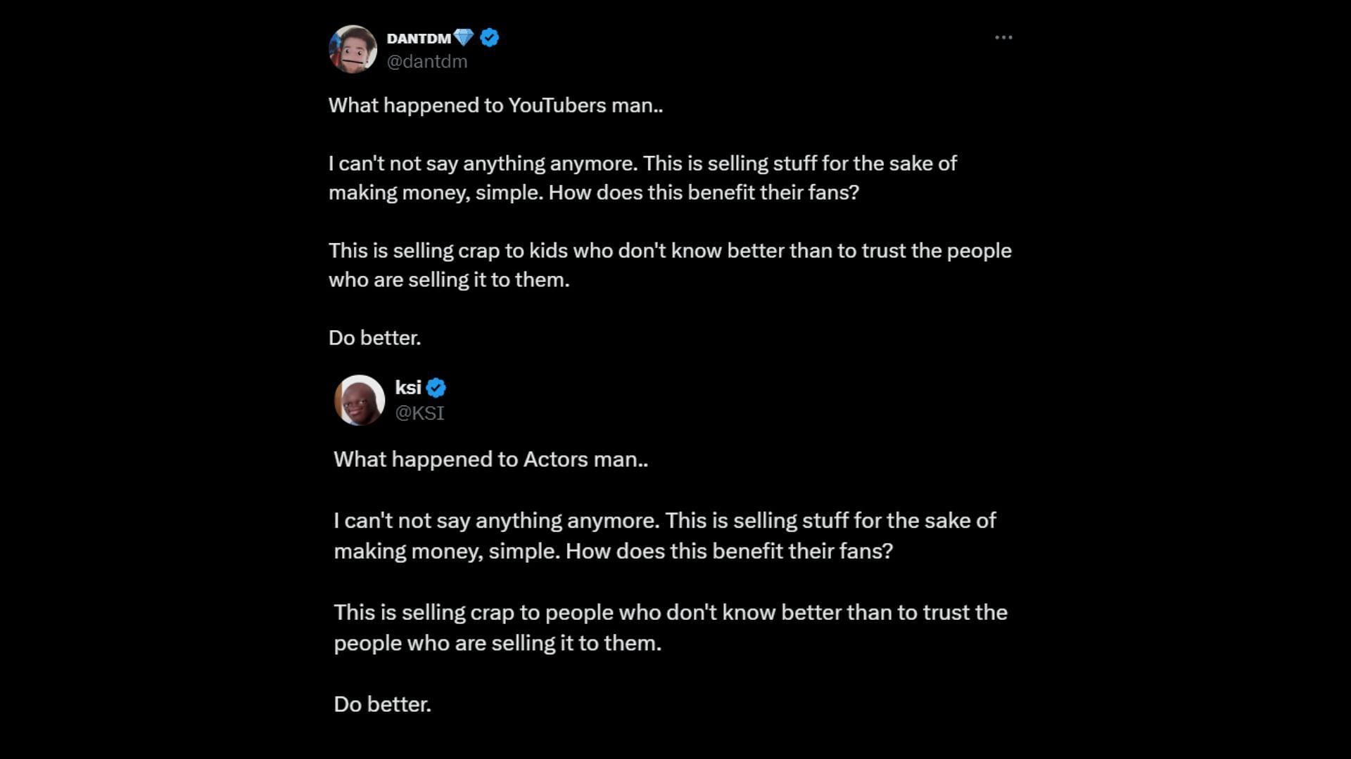 KSI sarcastically criticized Tom Holland&#039;s product launch, DanTDM-style (Images via @KSI, @DanTDM/X)