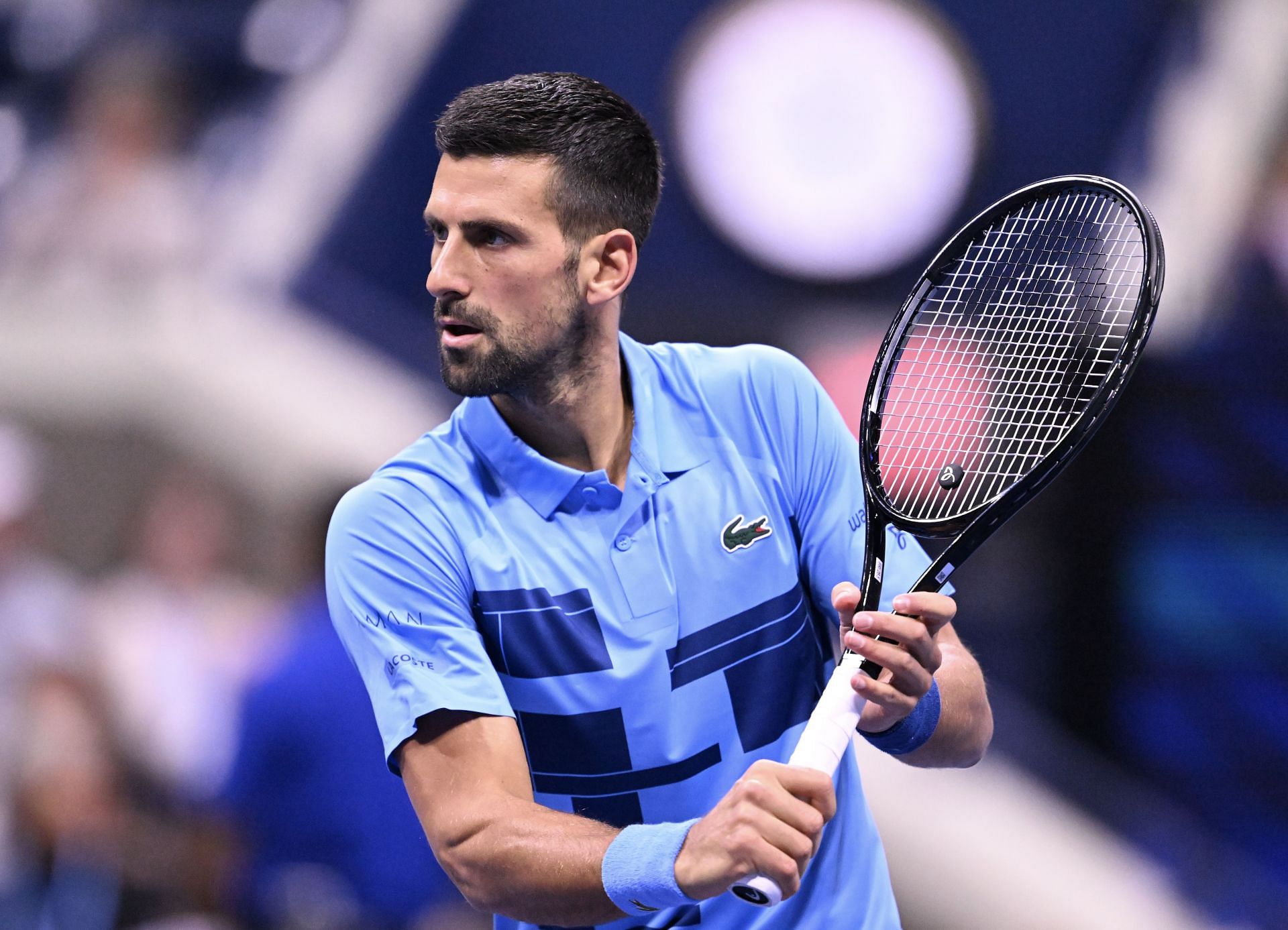 Novak Djokovic in action at the 2024 US Open (Source: Getty)