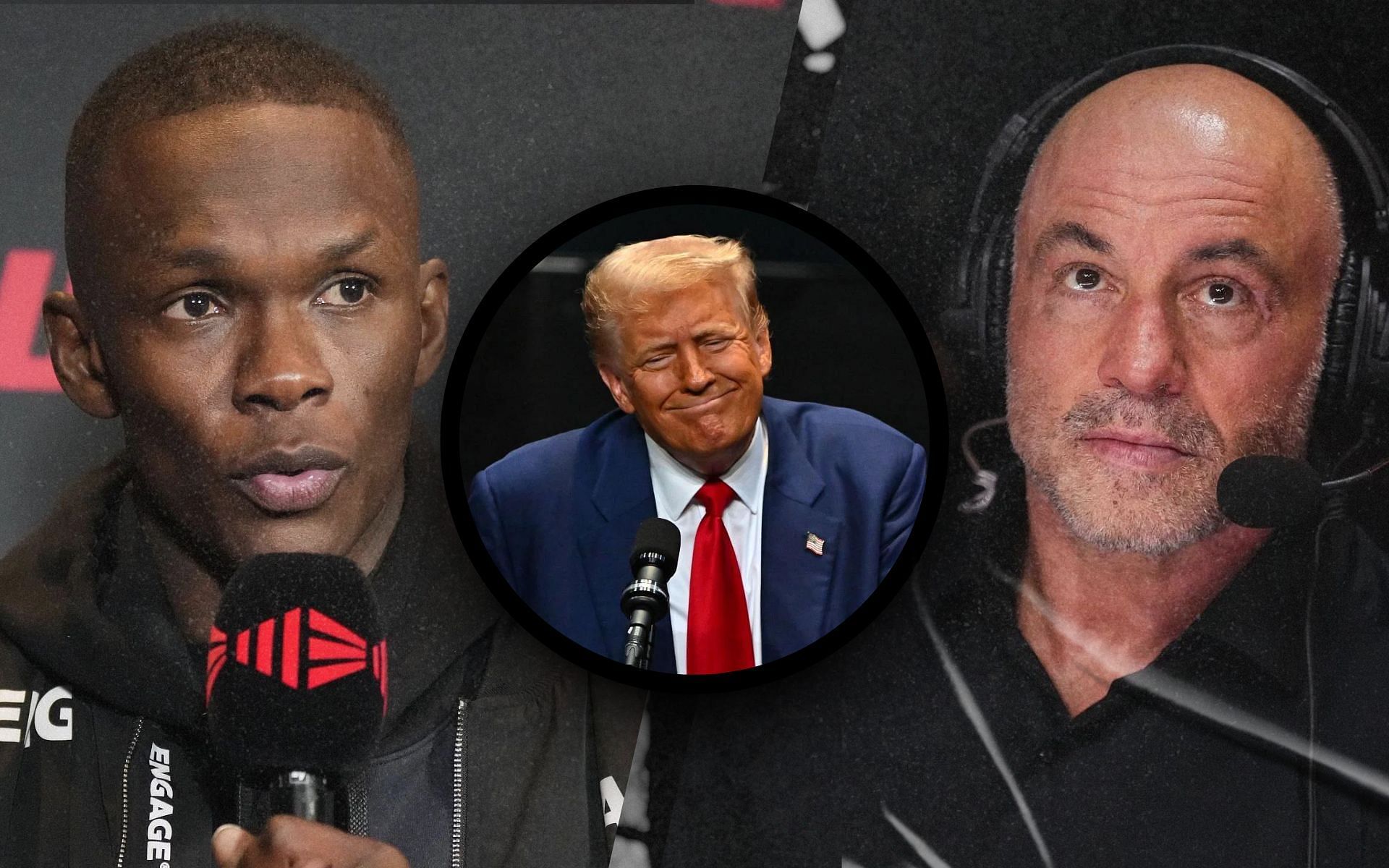 Israel Adesanya (left) stunned after knowing about second assassination attempt on Donald Trump (inset). [Image courtesy: Getty Images]