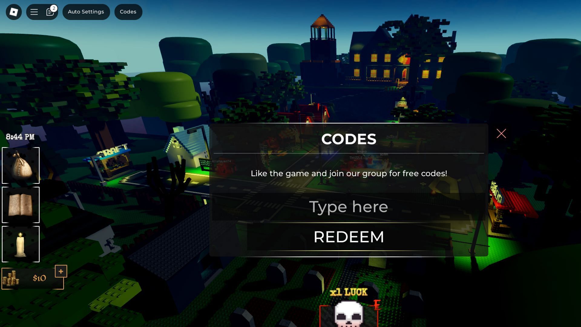 Redeem codes in Horrors RNG (Image via Roblox)