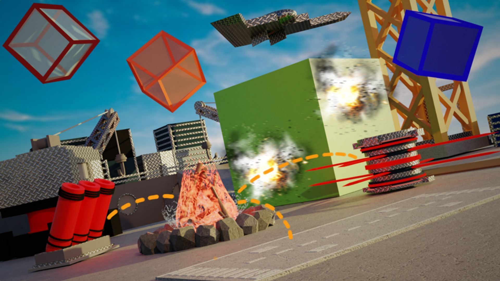 Construct your objects in Cube Defense (Image via Roblox)