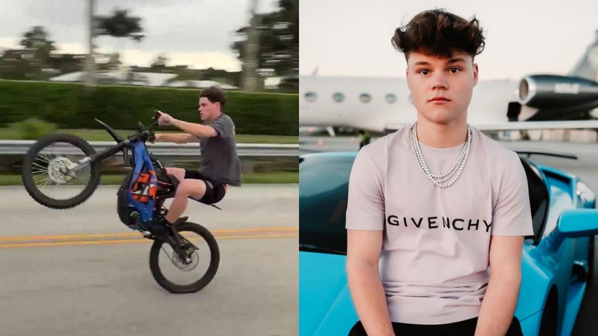 Controversial streamer Jack Doherty was filmed stunt driving on a motorbike and the internet reacted (Images via @DramaAlert/X, @jackdoherty/Instagram)