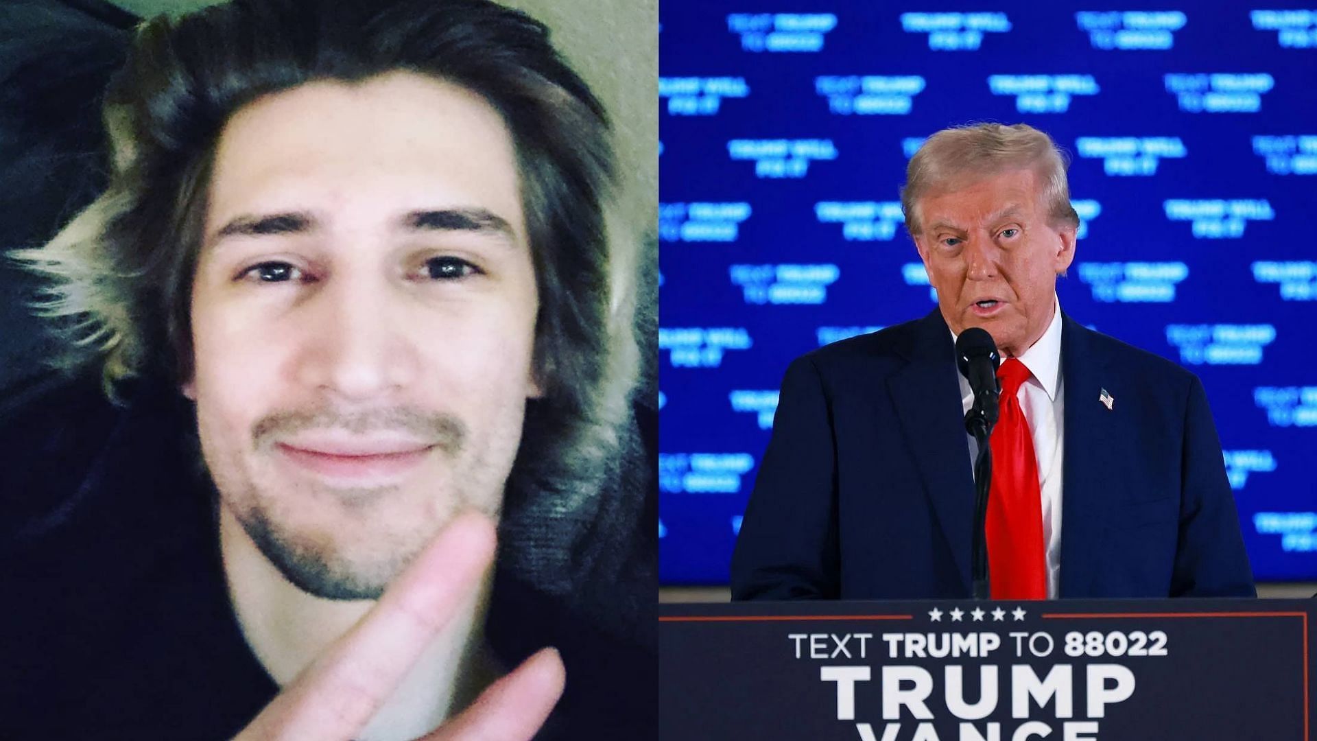 xQc claimed people who vote for Donald Trump are mentally challenged in a recent livestream (Images via @xqcow1/Instagram, Getty)