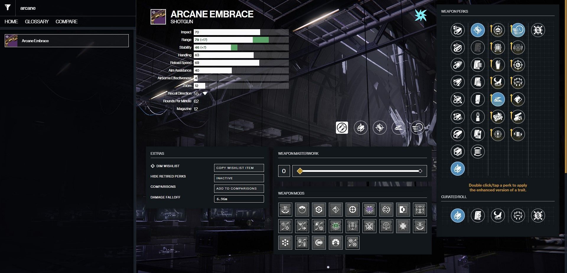 Arcane Embrace PvP god roll (Image via Bungie/D2Gunsmith)