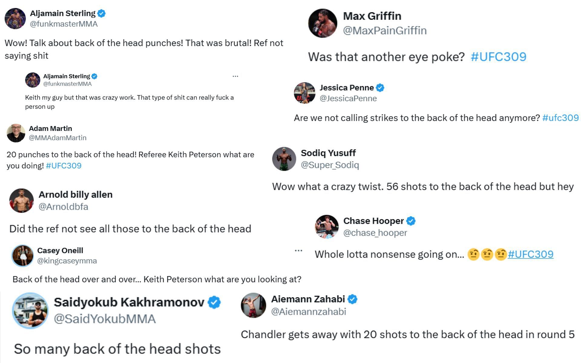 Pros react to Michael Chandler&#039;s illegal moves against Charles Oliveira. [Screenshots courtesy: Accounts in X]