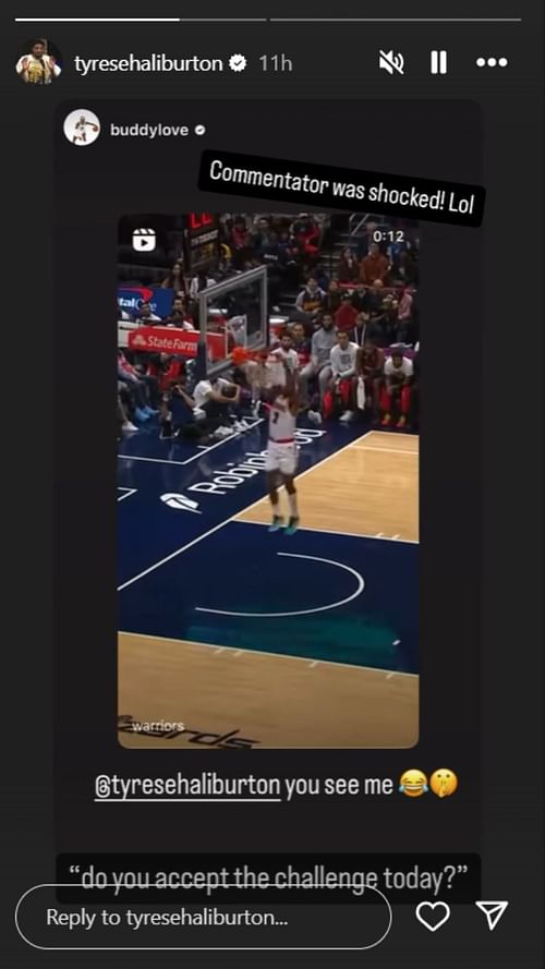 Tyrese Haliburton hilariously reacts to Warriors sharpshooter's dunk (Image Credit: @tyresehaliburton on Instagram)