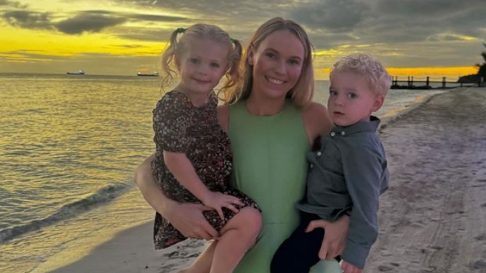 Caroline Wozniacki shares snaps of her kids joining her training (Image Source: @carowazniacki on Instagram)