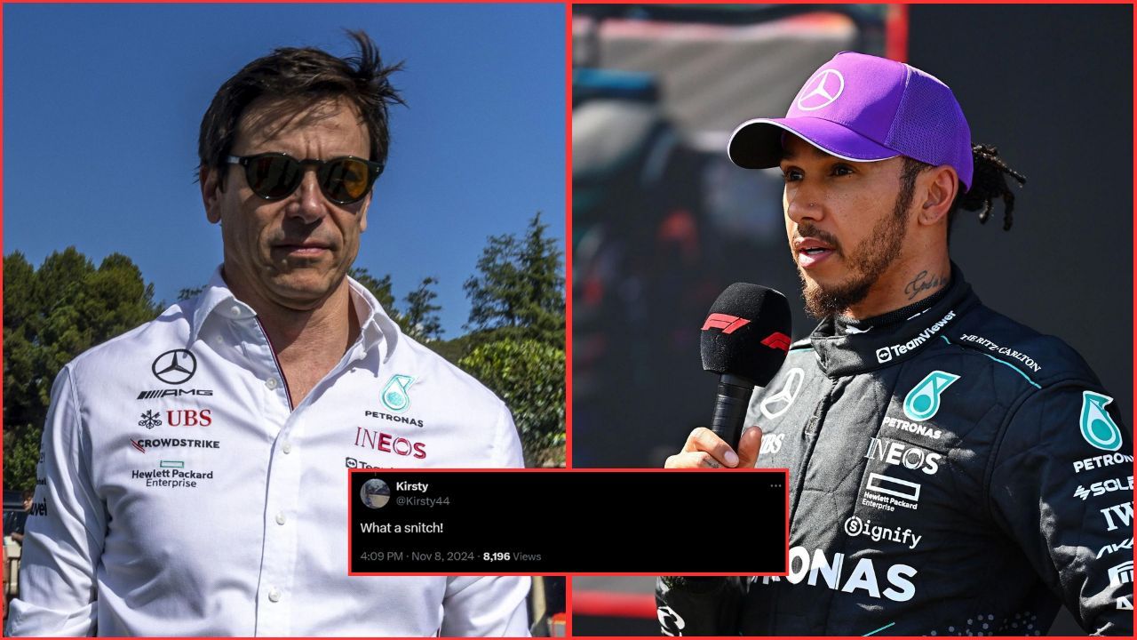 In Picture: Toto Wolff and Lewis Hamilton (from Left). Credit: Getty Images. Fan reaction by x.com/Kirsty44