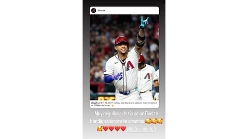 Ketel Marte's wife's IG story