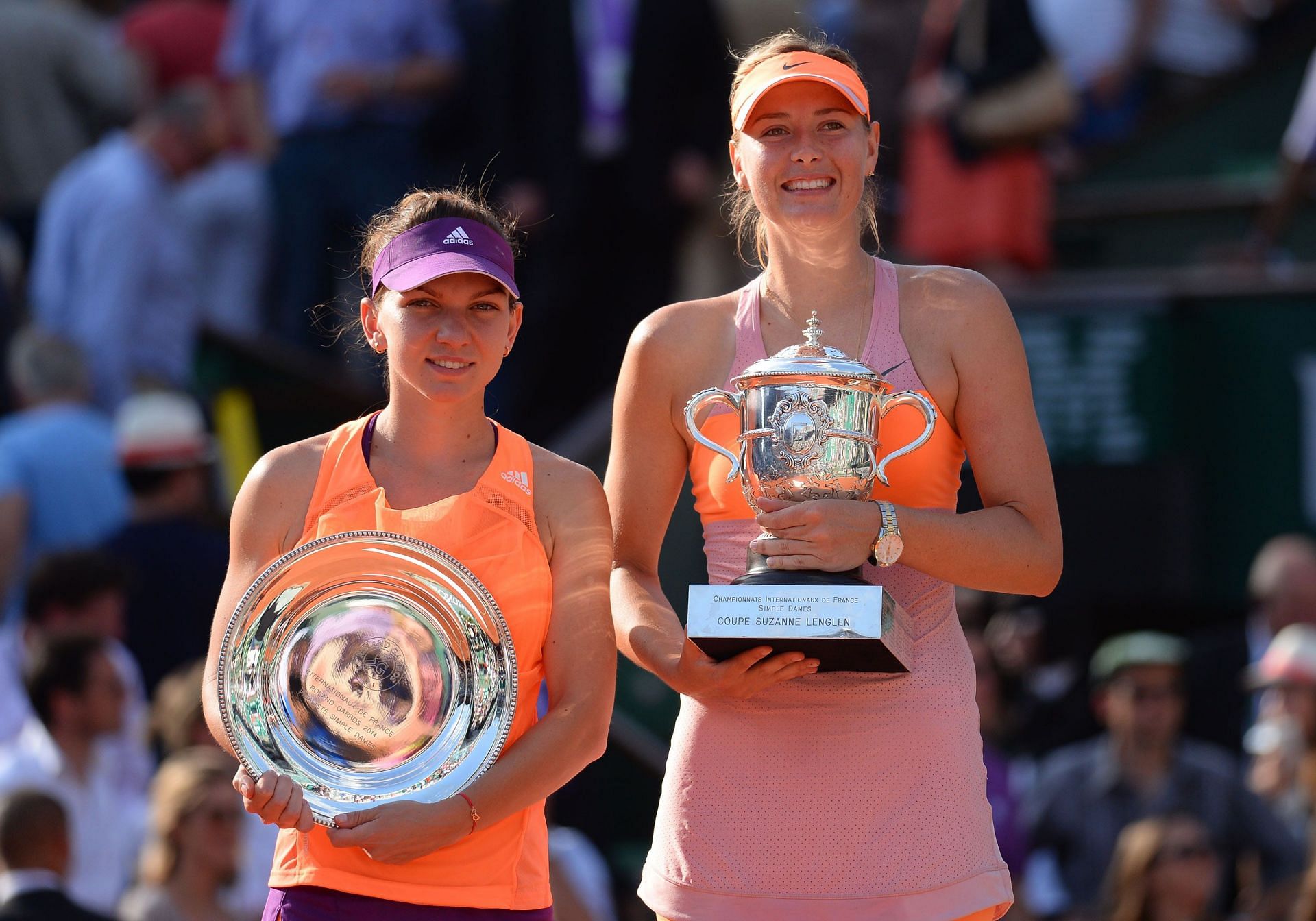 Halep and Sharapova pictured at the 2014 French Open - Image Source: Getty