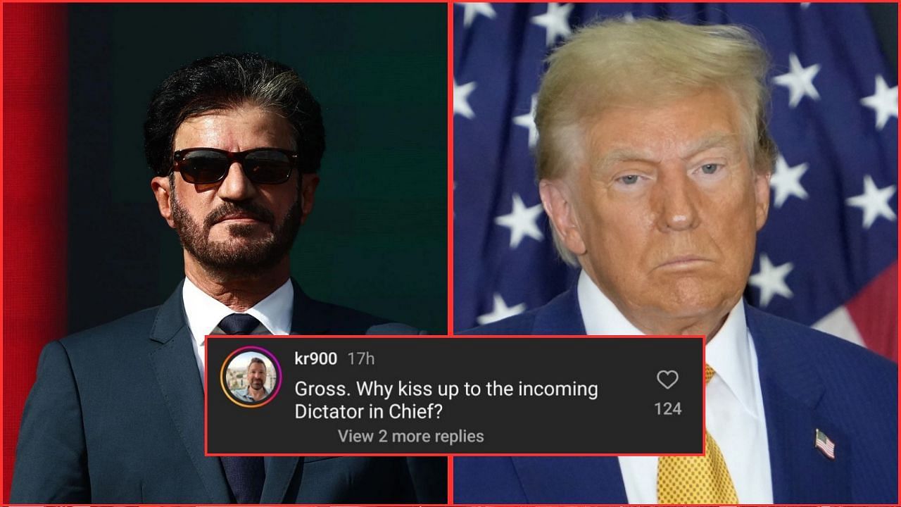 In Picture: Mohammed ben Sulayem and Donald Trump (from Left). Credit: Getty Images. Fan reaction by instagram.com/kr900