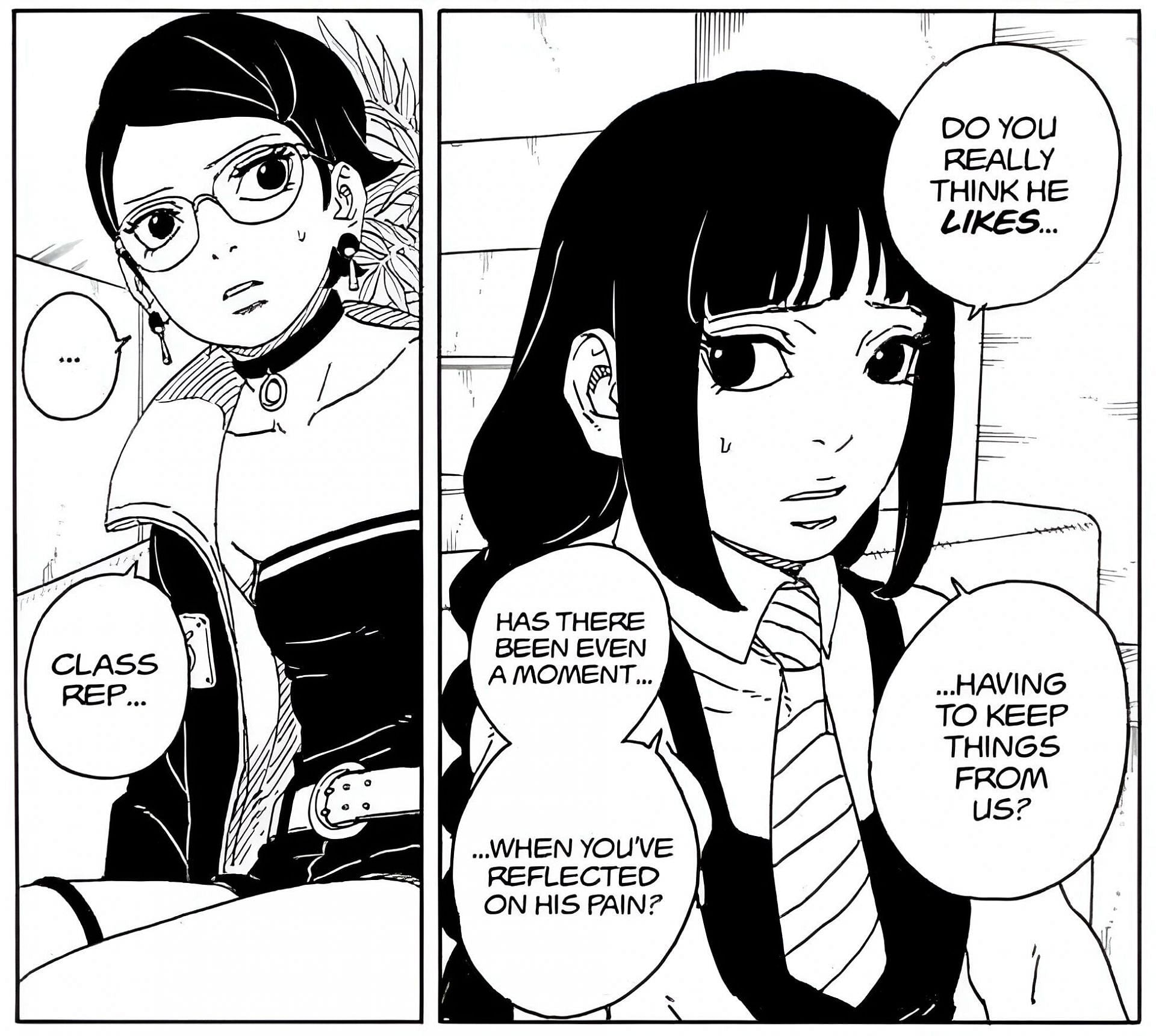 Sarada and Sumire as seen in Boruto: Two Blue Vortex (Image via Shueisha)