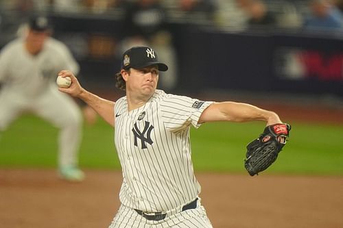 Gerrit Cole in action against the Los Angeles Dodgers during the 2024 World Series - Source: Getty