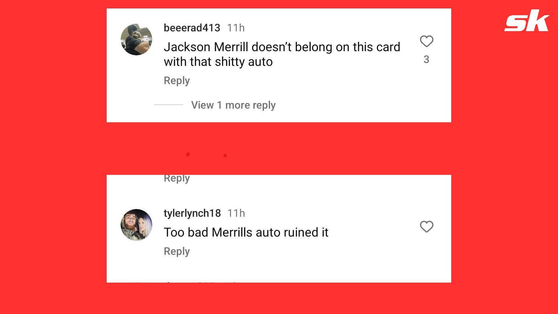 More fans lambasting Merrill's autograph