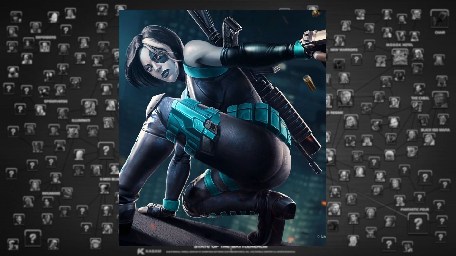 Domino is known for her luck-based ability that control battle, making her one of the best mutant champions in the Marvel Contest of Champions (Image via Kabam Games, Inc.)