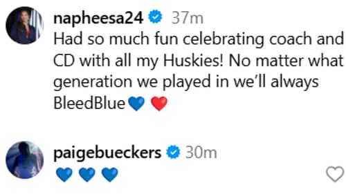 Napheesa Collier's post on Instagram with Paige Bueckers' reaction (Image Source: @napheesa24/Instagram)