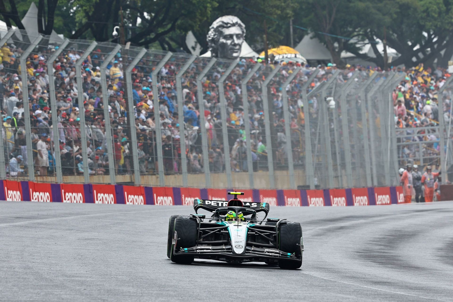 Lewis Hamilton of the UK drives the (44) Mercedes-AMG Petronas F1 Team F1 W15 E Performance Mercede.s Source: Getty Images