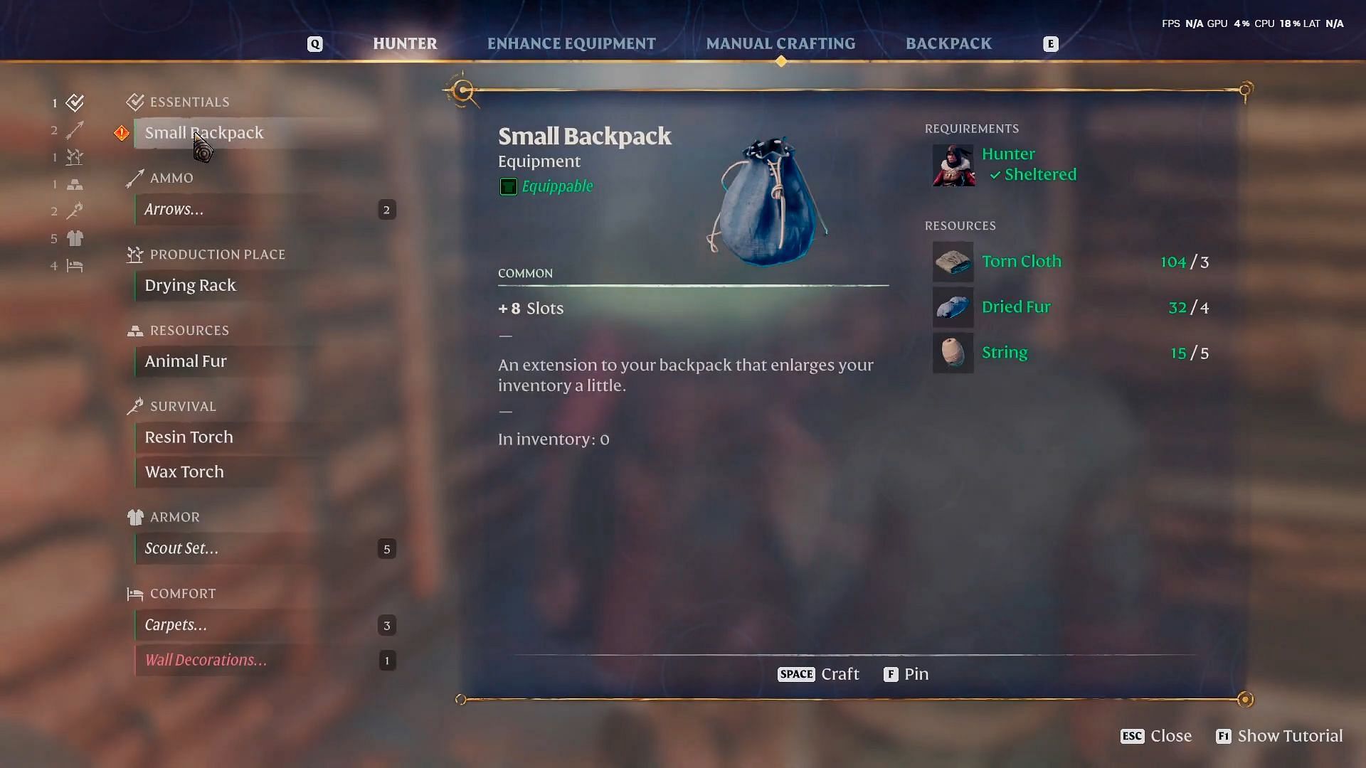 Crafting a Backpack is the only way of increasing inventory space in the game (Image via Keen games | YouTube/@SurvivalGameGuide)