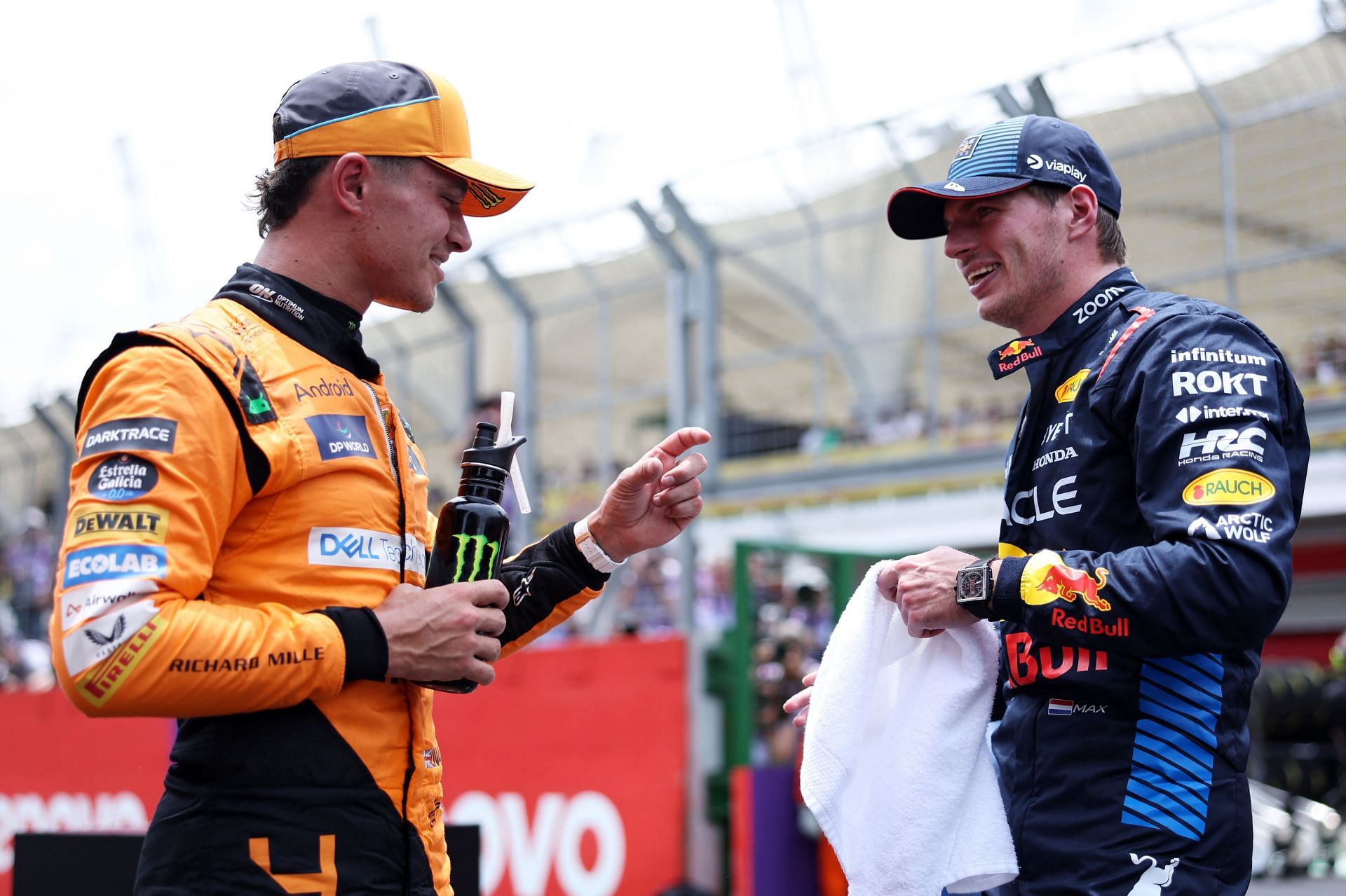 Lando Norris of McLaren and Max Verstappen of Red Bull. Source: Getty Images