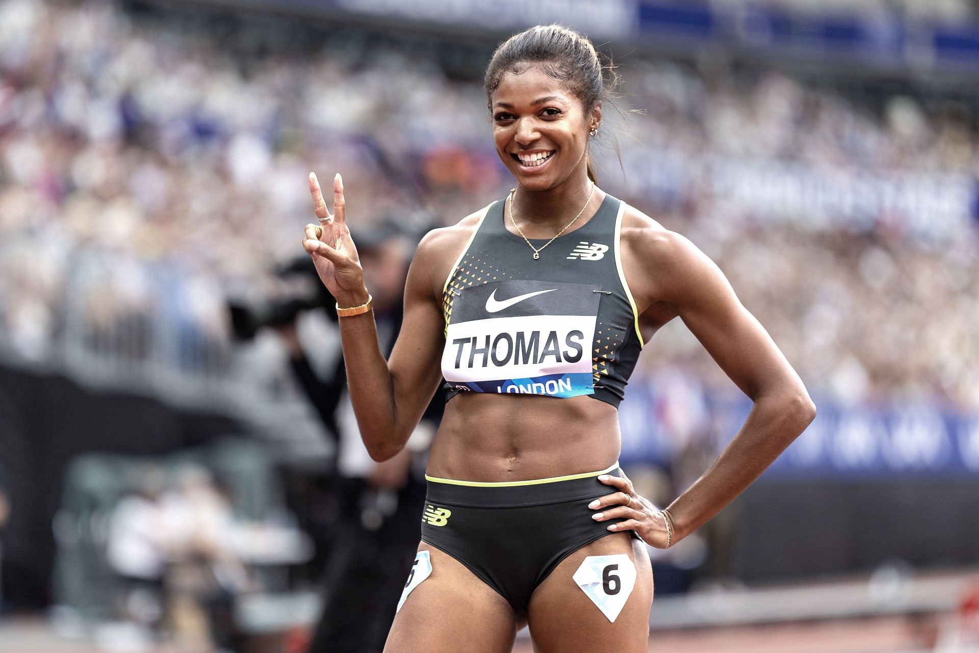 Gabby Thomas at the 2024 Wanda Diamond League London Athletics Meet - (Source: Getty)