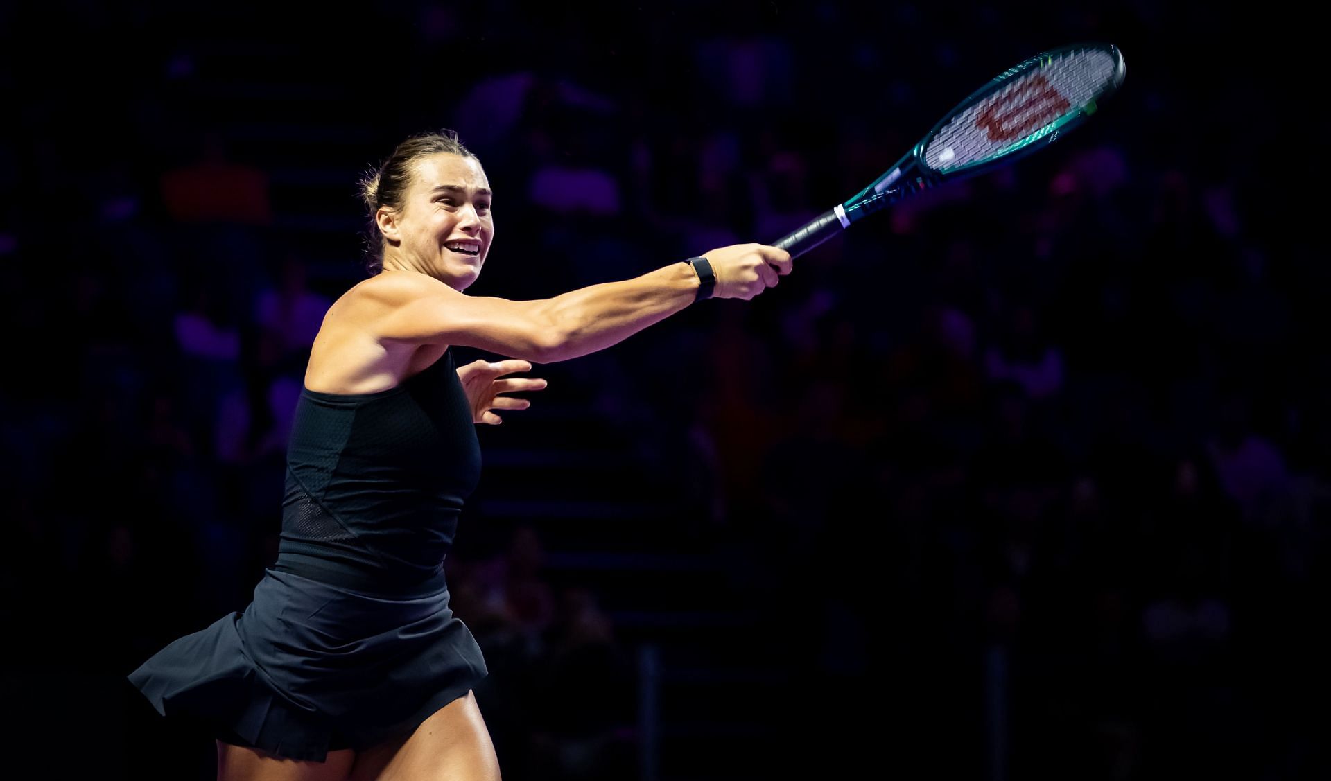 Sabalenka plays a forehand in the WTA Finals (Source: Getty)