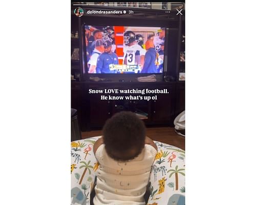 Deoindra Sanders shares an image of Snow watching Colorado vs. Texas Tech (Credits: IG /@deiondrasanders)