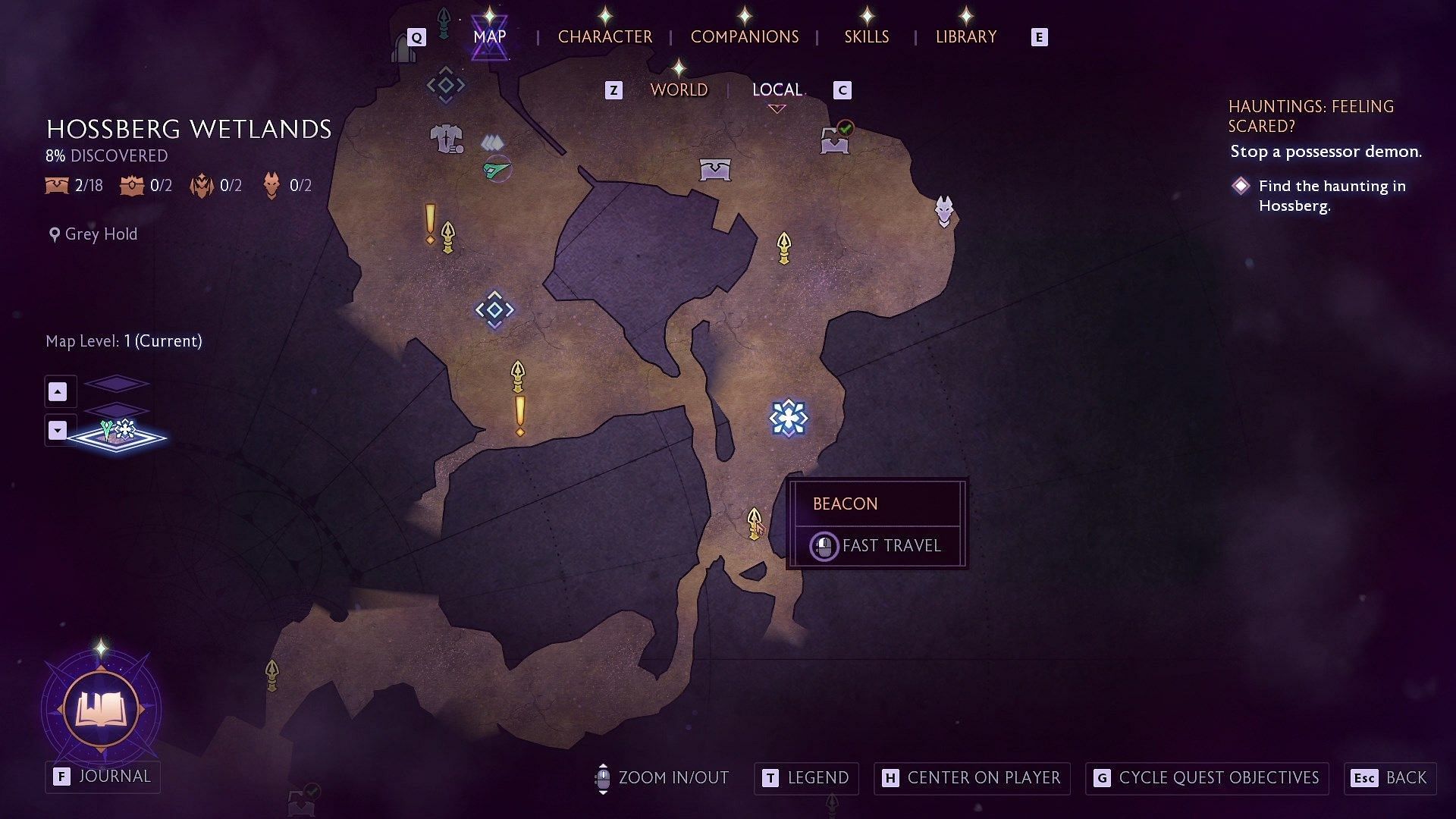 The nearest beacon&#039;s location on the map (Image via Electronic Arts)