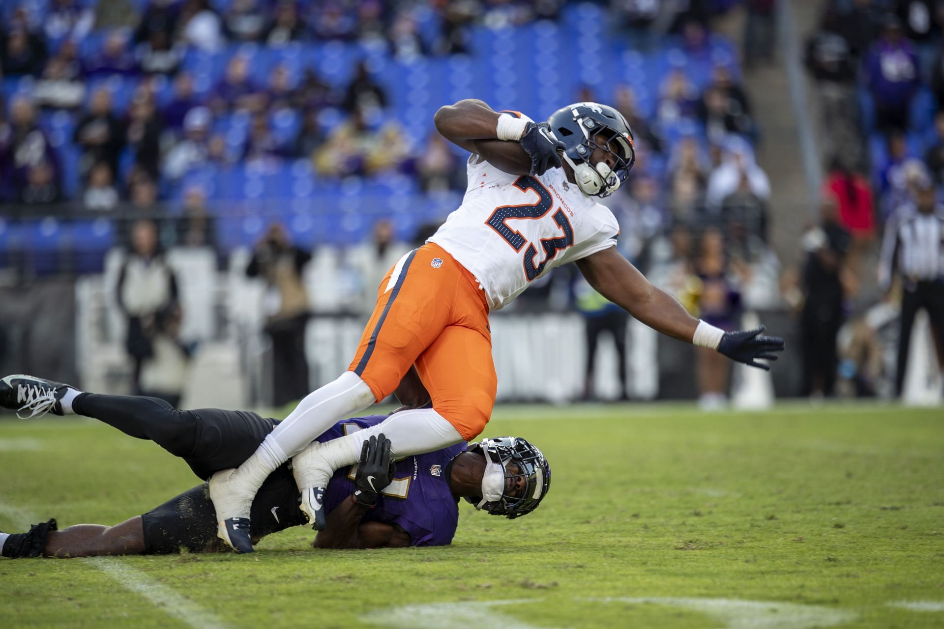 Audric Estime at Broncos at Ravens - Source: Getty